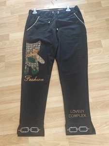 Wawa Damen Hose Jogpants 48 Schwarz Glitzerdetails Rundumdehnbund Taschen  - Bild 1 von 5