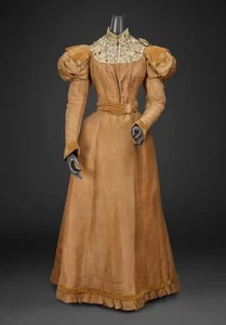 Disfraz de tarde de la década de 1890 victoriano eduardiana duquesa manga abullonada vestido para caminar - Imagen 1 de 12