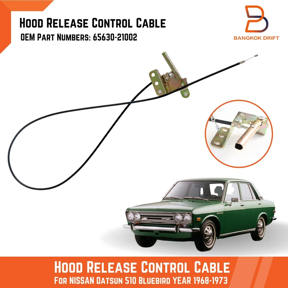 Cabo de controle de bloqueio de liberação do capô para Nissan Datsun 510 1600 Bluebird 68-73 - Imagem 1 de 4