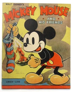 1936 Walt Disney's MICKEY MOUSE AND HIS FRIENDS #904 Whitman Linen-Like book - Picture 1 of 9