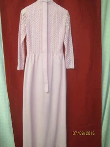 Vintage Mary Dobbs Original Evening Gown pink polyester cotton Crepe with Lace - Picture 1 of 5