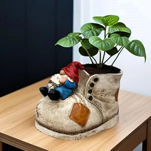 Cute Planter Pot Suitable for Indoor and Outdoor Small Gnome Resin Succulent Fun - Picture 1 of 1