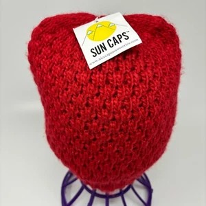 Sun Caps Youth Boys Girls One Size Beanine Hat Red Popcorn Texture Fleece Lined - Picture 1 of 6