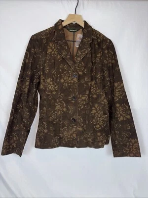 Nuevo con etiquetas Blazer Eddie Bauer Para Mujer Talla 10 Dos Tonos Floral Marrón Pana Bolsillos Foto 1 de 4