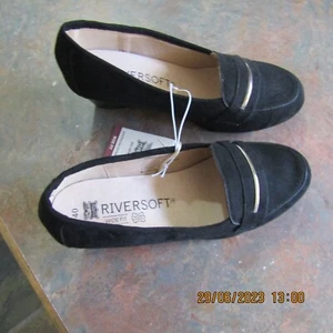 Size 40/9 Women's  River's  Black Wedge Shoe New RRP $59.99 Wide Fit - Picture 1 of 12