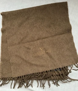 Valentino Sciarpe Italy Brown Cashmere / Lambs wool Scarf Shawl Logo - Picture 1 of 16