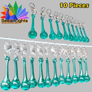 10 Aqua Marine Orb Chandelier Glass Crystals Drops Beads Droplets Deco Lamp Part - Picture 1 of 11