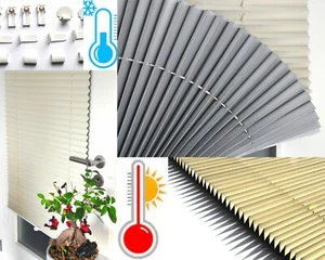 Thermo Plissee Klemmfix ohne Bohren Falt Rollo Easy Jalousie Verdunkelung Beige - Bild 1 von 4