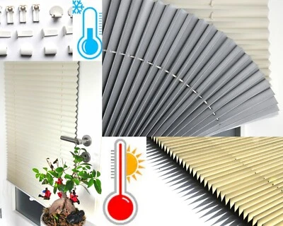 Thermo Plissee Klemmfix ohne Bohren Falt Rollo Easy Jalousie Verdunkelung Beige - Bild 1 von 4