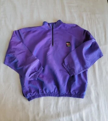 Surf Style L Windbreaker 1/4 Zip Blue Purple Iridescent  Lightweight Logo Vtg - Image 1 of 4