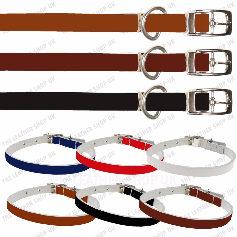 100% Real Leather Dog Puppy Collar Plain Strong Quality Dog Collar Made In UK - Image 1 of 1