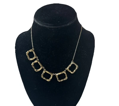 Collar Babero Eslabón Cuadrado Tono Dorado Disfraz Moda Joyería Geométrico De Colección 19" Foto 1 de 4