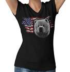 Patriotic Chow Chow American Flag - Women's V-Neck T-Shirt