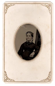 ORIGINAL Antique Tintype Stern Granny Portrait Woman Tinted 1860s - Bild 1 von 2