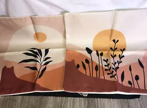 Boho Pillow Covers 16x16 Inch, Mid Century Abstract Sun Set Of 2 CUTE!! - Picture 1 of 8