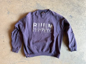 Vtg BUM Equipment Workwear Sweatshirt Made in USA Soffe 1991 Thrashed XL V neck - Picture 1 of 20