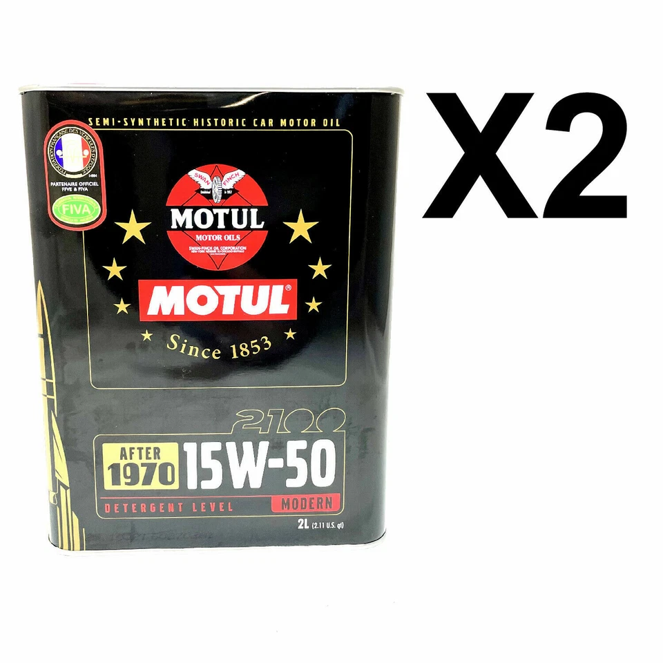 4 LT Olio Motore Motul 2100 15W50 Semi Sintetico Auto Storiche d'Epoca Dopo 1970