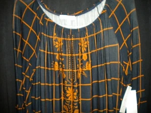 NWT WOMEN'S FEVER TOP/SHIRT/BLOUSE SIZE L NAVY & RUST, 3/4 SLEEVE, PULL OVER - Picture 1 of 2