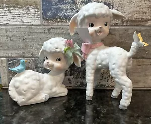 Hobby Lobby Retro Vintage Style Easter Lamb Figurine Set Of 2 Decor NEW 2025 - Picture 1 of 6