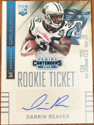 2014 Panini Contenders Rookie Autograph Darrin Reaves #152A Carolina Panthers - Image 1 of 2