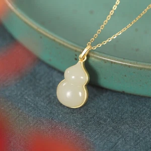Sapphire Pendant Epoxy Auspicious Cloud Gourd Lady's Pendant Fulu - Picture 1 of 4