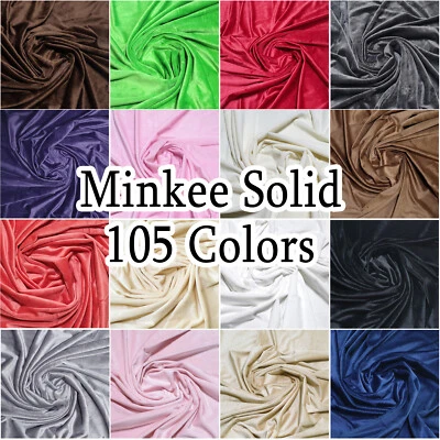 SOFT MINK LAMBY FAUX FUR BABY BLANKET DOLL FABRIC 3MM HAIR SOLID 105 COLOR 60"W - Image 1 of 4