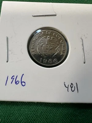 1966 COLUMBIA DIEZ (10) CENTAVOS COIN item 481 - Image 1 of 2