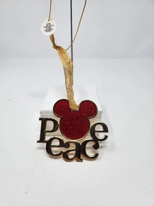 Mickey Mouse Disney Gold Peace Red Glitter Mickey Ornament 2021 Limited - Picture 1 of 6