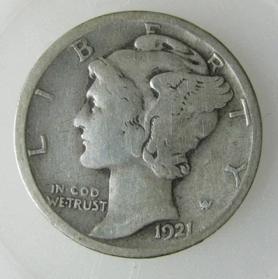 1921-D Mercury Silver Dime Scarce Date Denver Mint 10c - Image 1 of 2