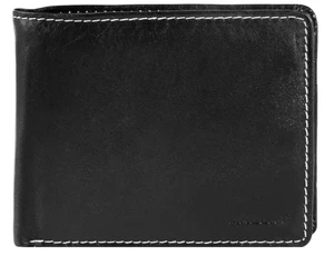 Cartera de cuero negro acento monedero cuero auténtico unisex nueva - Imagen 1 de 3