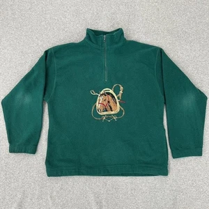 Maglione Orvis vintage uomo grande pile quarto zip cavallo ricamato anni 90 USA - Foto 1 di 11
