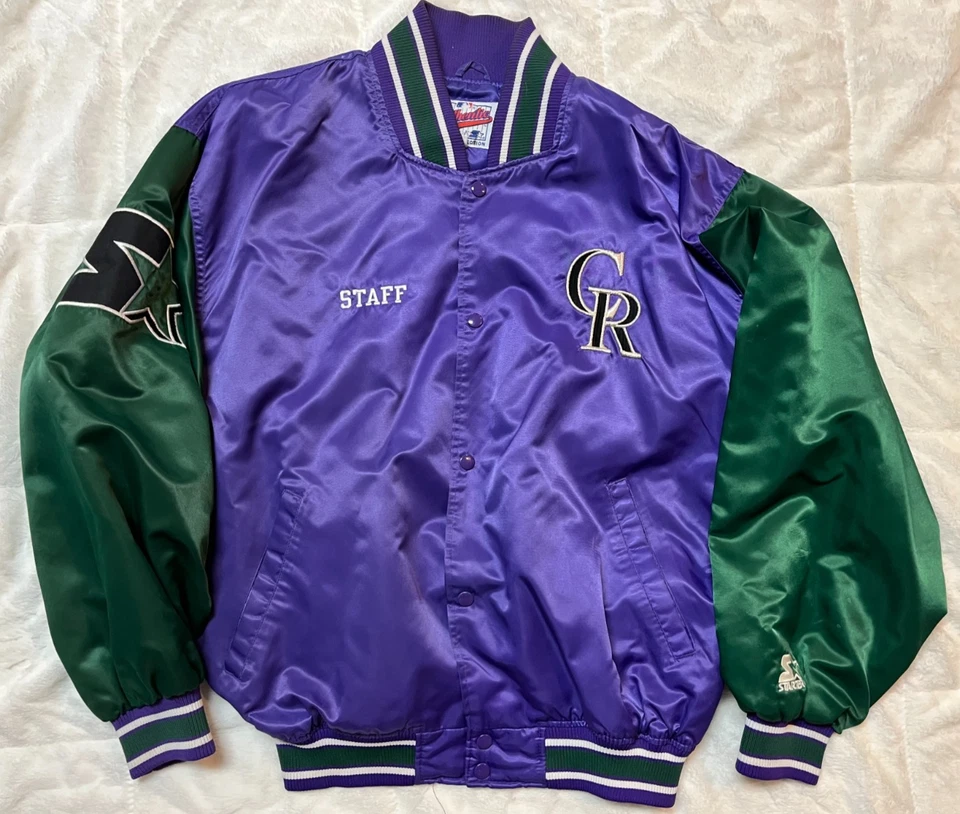 Jaqueta de cetim vintage 1998 MLB All-Star Game Colorado Rockies Staff STARTER GG - Imagem 1 de 4