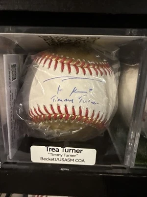 Trea Turner Signed Gold and White Official Major League Baseball (Beckett/USASM) - Image 1 of 4