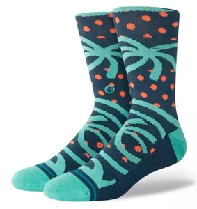 Stance Crew Socks Navy Blue Mint Green Palmtrees Orange Polka Dots Mens LRG 6-14 - Picture 1 of 1