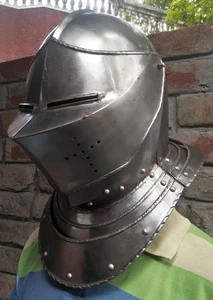 Mittelalter Europäischer geschlossener Arm Helm 15-16. Jh. für Larp Reenactment Geschenk - Bild 1 von 5