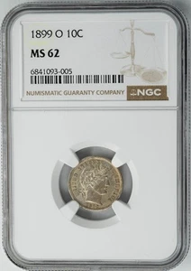 1899-O Barber Dime 10c MS62 NGC 949612-13 - Picture 1 of 5