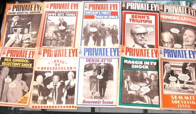 10x 1970s/80s Private Eye Magazines Political Satire Thatcher Thorpe Benn Reagan - Image 1 of 3