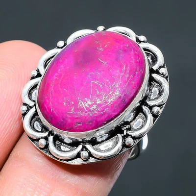 Ruby(Simulated) Gemstone Handmade Gift 925 Sterling Silver Jewelry Ring 7.5" G24 - Image 1 of 4