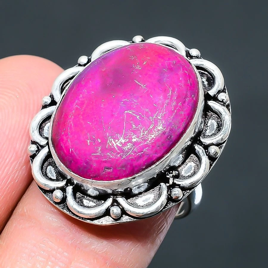 Ruby(Simulated) Gemstone Handmade Gift 925 Sterling Silver Jewelry Ring 7.5" G24 - Image 1 of 4