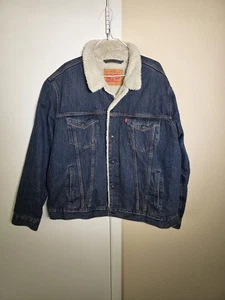 Preowne Men’s Levi’s Type 3 Sherpa Trucker Jacket Blue Picolito Size XL - Picture 1 of 14