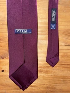 Polo Ralph Lauren Neck Tie Men Maroon Wide Thick Heavy Wedding Business Formal - Picture 1 of 6