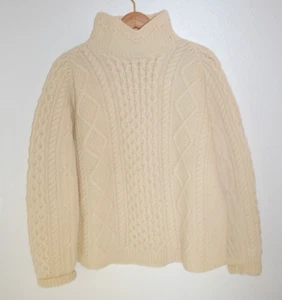 IrisFree Ivory Chunky Wool Sweater Men's XL Cable-knit Irish Pullover - Picture 1 of 10