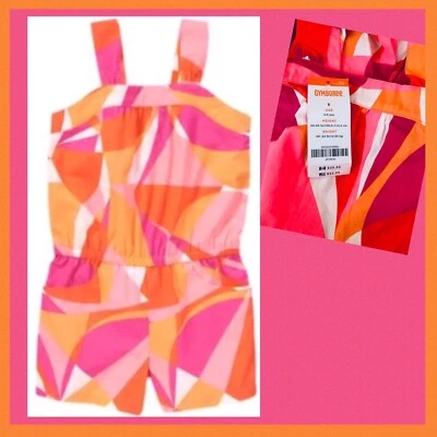 NWT Girl 5 Gymboree "BRIGHT & BEACHY” Cotton Kaleidoscope ROMPER 1-piece Outfit - Image 1 of 3