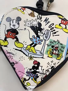 Disney Parks Mickie Minnie Comic Heart Wristlet Shaped Purse Bag NEW! - Picture 1 of 7