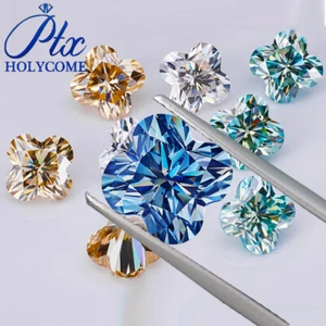 Clover Moissanite Original Color VVS1 Handcrafted GRA Loose Gemstone for Jewelry - Picture 1 of 18