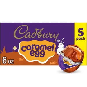 Cadbury Caramel Egg Milk Chocolate Caramel Easter Candy, Eggs 1.2 oz, 5 Count - Picture 1 of 6
