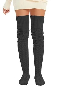 Women's Cable Knit Thigh High Socks Leg Warmers Extra Long Over Knee High Boo... - Picture 1 of 5