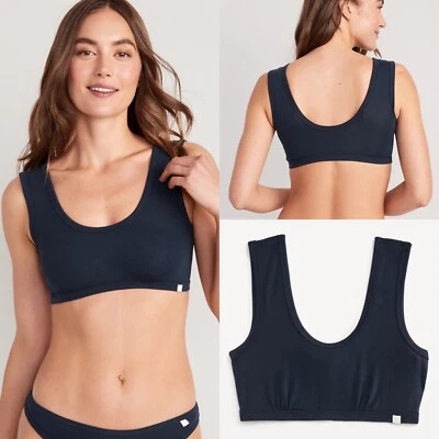 Blusa Bralette Feminina Old Navy Malha Canelada Azul Marinho Tamanho Médio $23 - Imagem 1 de 4