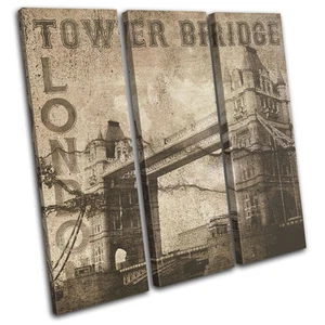 London Antique Retro Vintage TREBLE CANVAS WALL ART Picture Print - Picture 1 of 1