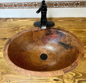 19" Oval Copper Bathroom Sink in Natural Patina - Picture 1 of 2